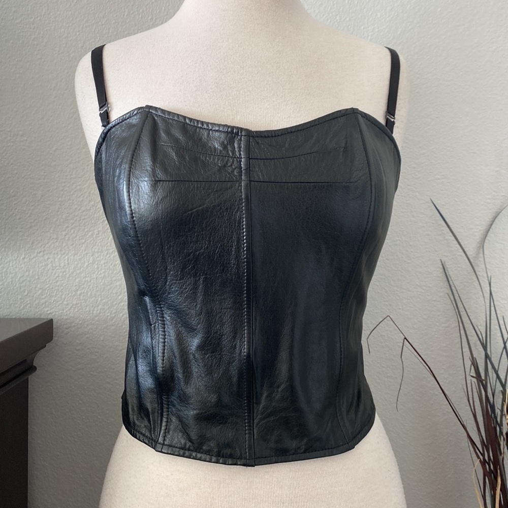Wilsons Leather Maxima cropped corset black top size large